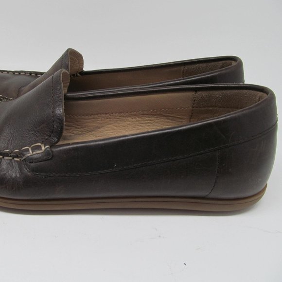 Ecco Womens Brown Leather Moc Toe Flats Loafers Size US 9.5 EUR 40 Extra Width - Picture 6 of 11
